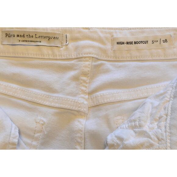 Pilcro and the Letterpress Jeans Womens 28 White High Rise Bootcut Casual Grunge - Picture 3 of 15